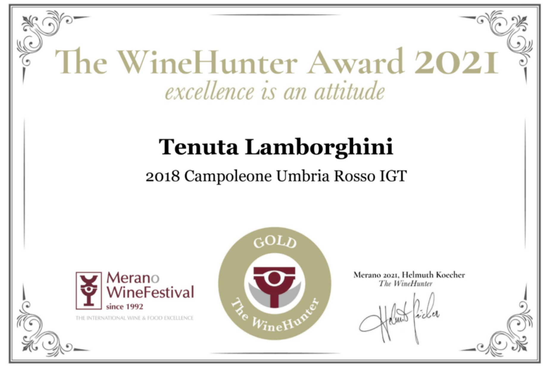 winehunter award 2021 lamborghini